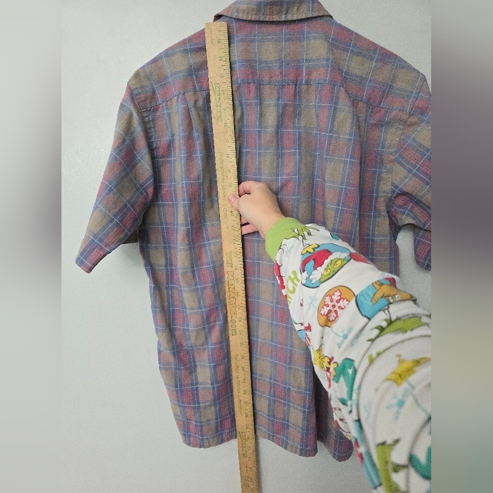 Vtg 60s 70s Christian Dior Shirt Size XL Checkered Hong Kong *stained* - Picture 8 of 8